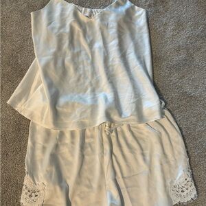 Elegant White Satin Pajama Set